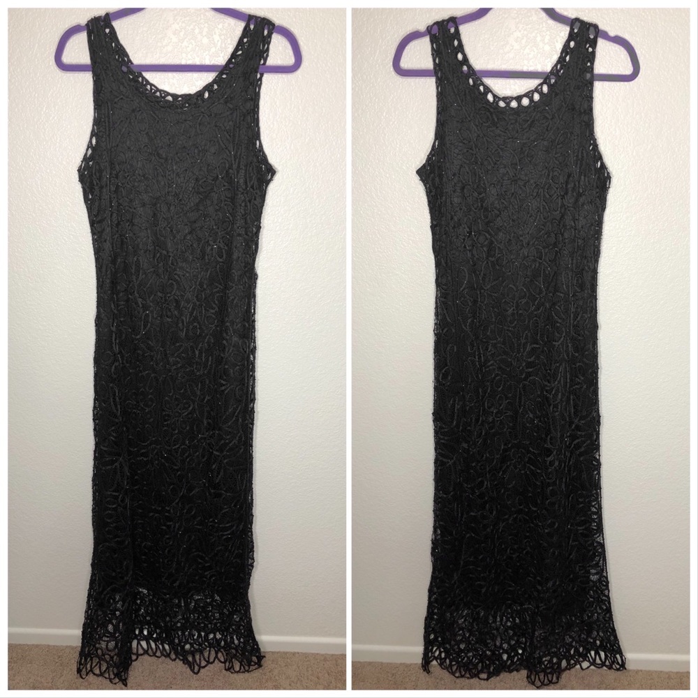 Soulmates • 100% silk crochet black evening dress
